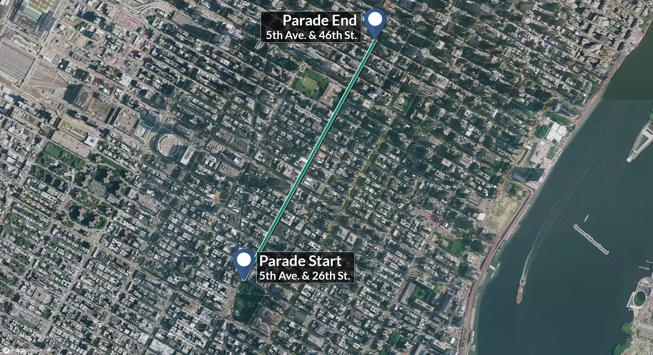 The Parade will start at 5th & 26th and proceed north to 5th and 46.