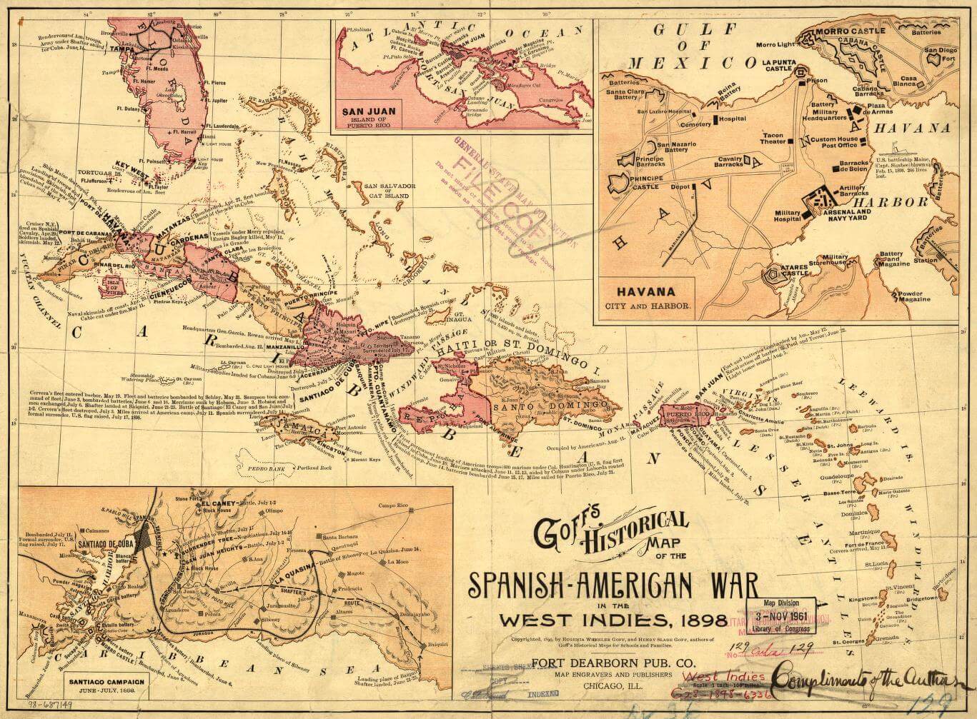 A map of the Spanish-American War