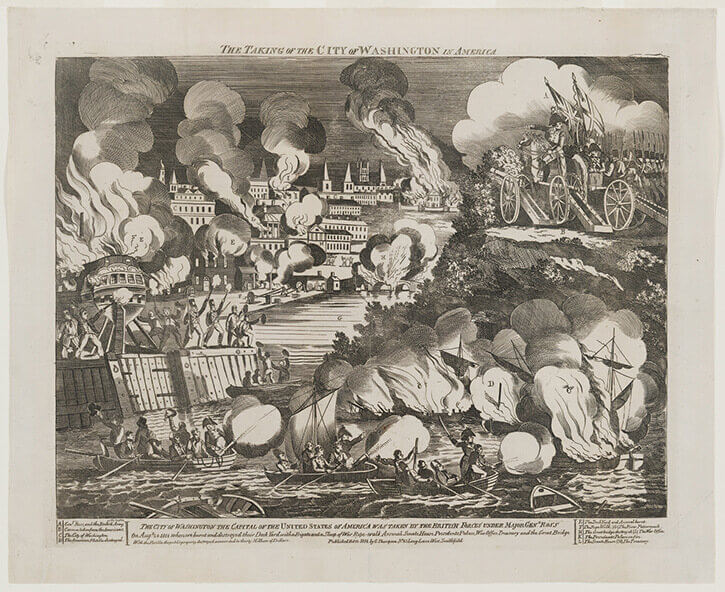 a comic depicting the burning of washington by the british