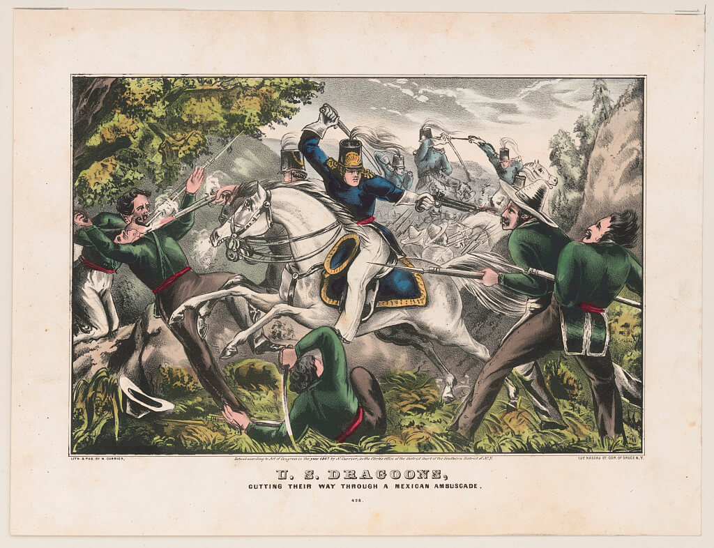 a painting depicting the U.S. dragoons from the mexican-american war