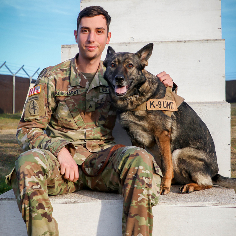 Army Cpl. Dustin Borchardt, of his partner of more than six years, Pearl