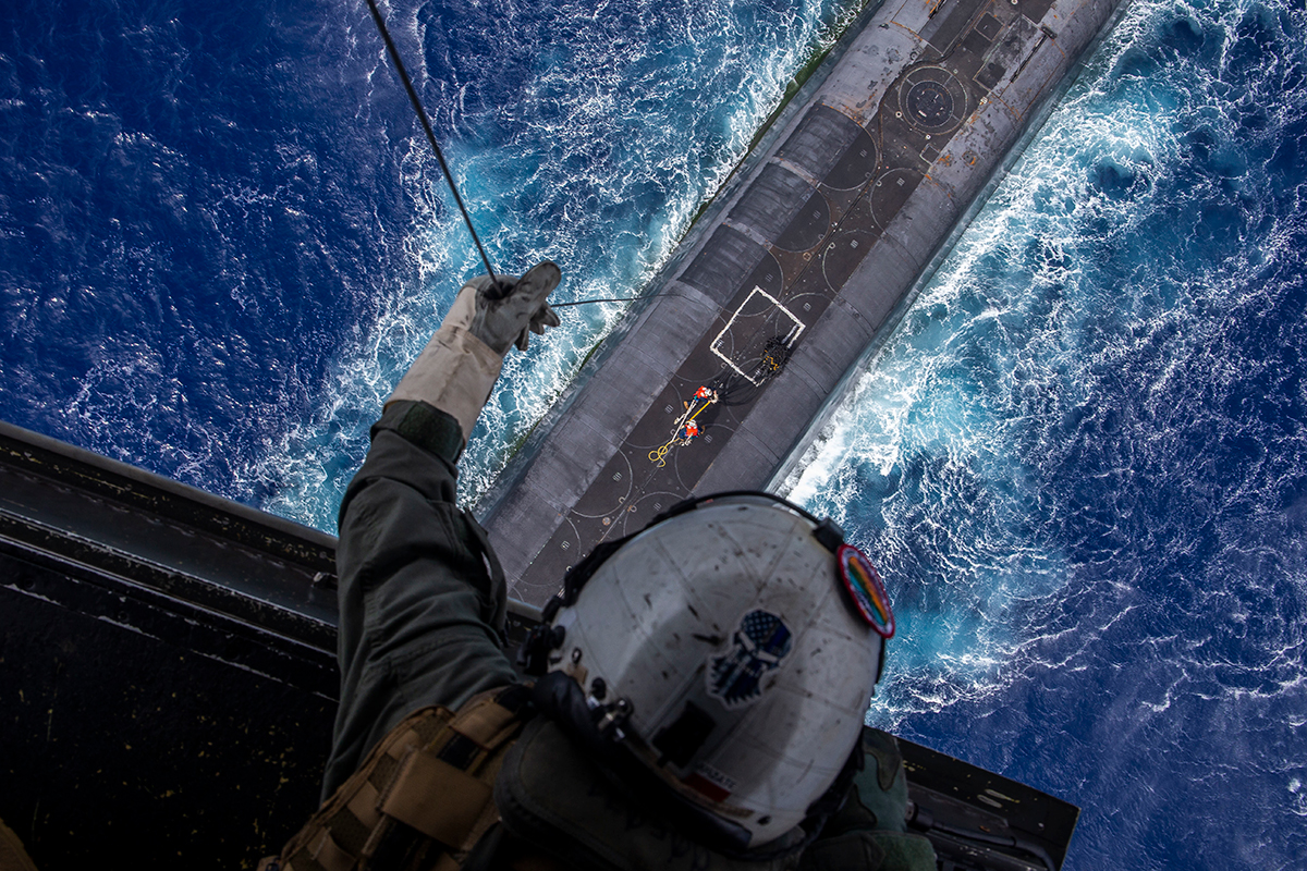 Payload being lowered to MV-22B Osprey.