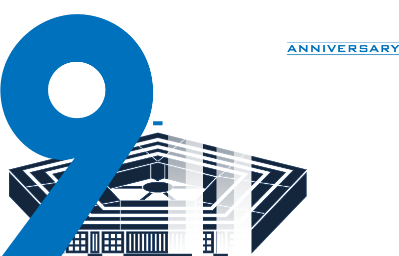 September 11 20th Anniversary logo with the Twin Towers depicting the date and the Pentagon and Shanksville represented in the background.